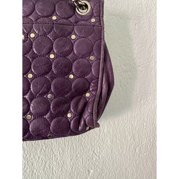 Rebecca Minkoff Studded Quilted Chain Strap Purple Leather Shoulder Bag - Picture 8 of 16